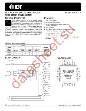 ICS844008BYI-15LFT datasheet  